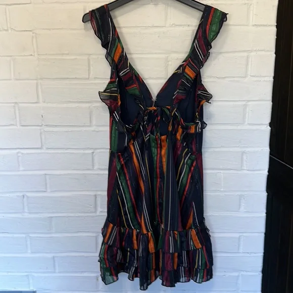 Karlie Striped vNeck Ruffle Dress - Picture 2 of 4